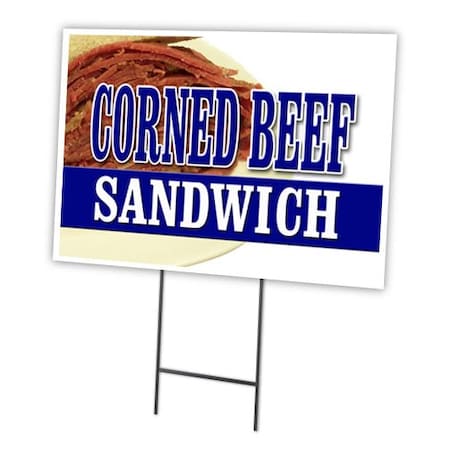 Signmission Corned Beef Sandwich Yard & Stake outdoor plastic coroplast window, C-1216-DS-Corned Beef Sandwich C-1216-DS-Corned Beef Sandwich